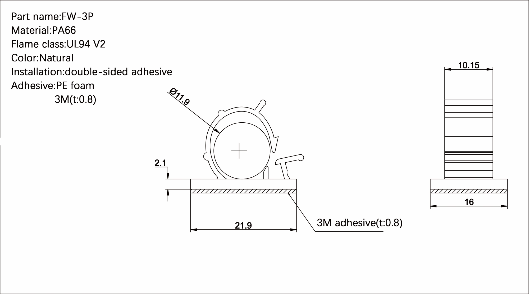 Flat Cable Clamp FW-3P